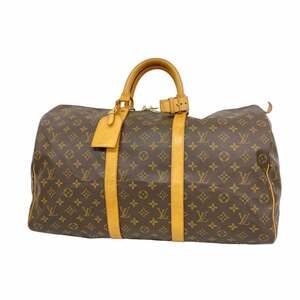 LOUIS VUITTON Brown Monogram Keepall 50 Boston Bag